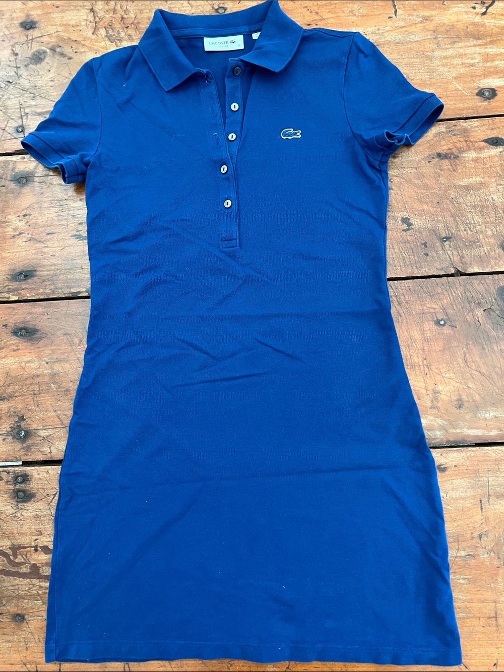 Lacoste Royal Blue Short Sleeve Polo Mini Dress - Size 34 (XS)